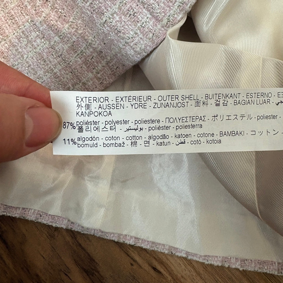 Zara Pink & Silver Tweed Blazer Double Breasted Tailored Jacket Size L NWT - Picture 14 of 14